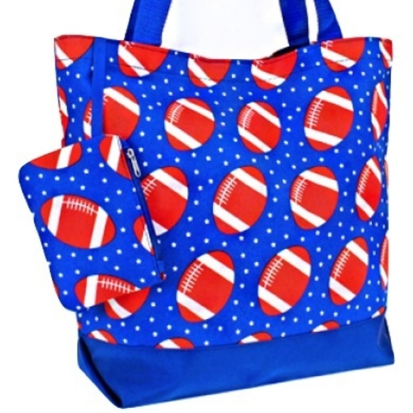 Football Tote Bag Purse & Coin Pouch - Picture 1 of 2